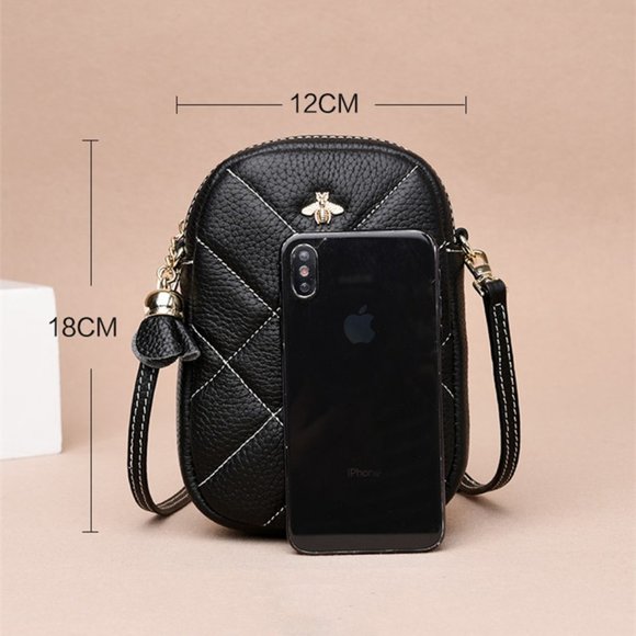 Genuine leather quilted crossbody purse - Picture 9 of 13